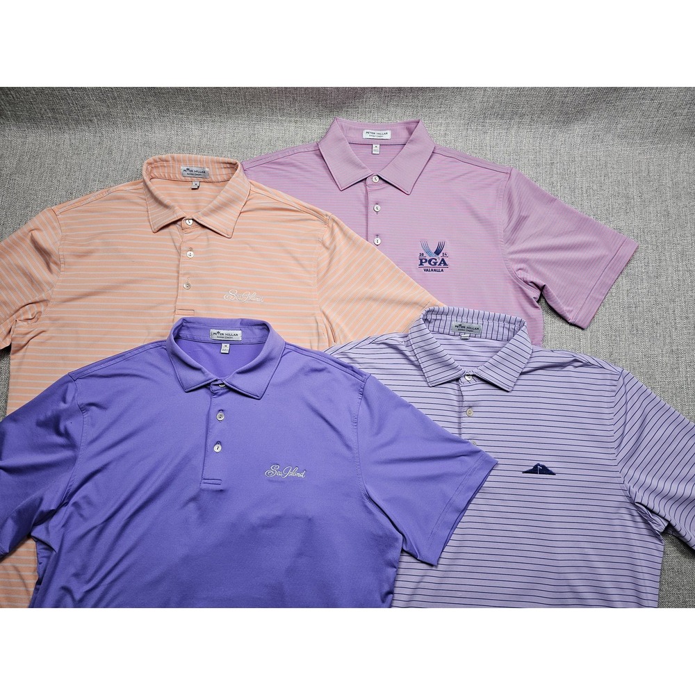 Peter Millar Polo Shirt Mens Medium Summer Comfort Sea Island GA Golf LOT Of 4